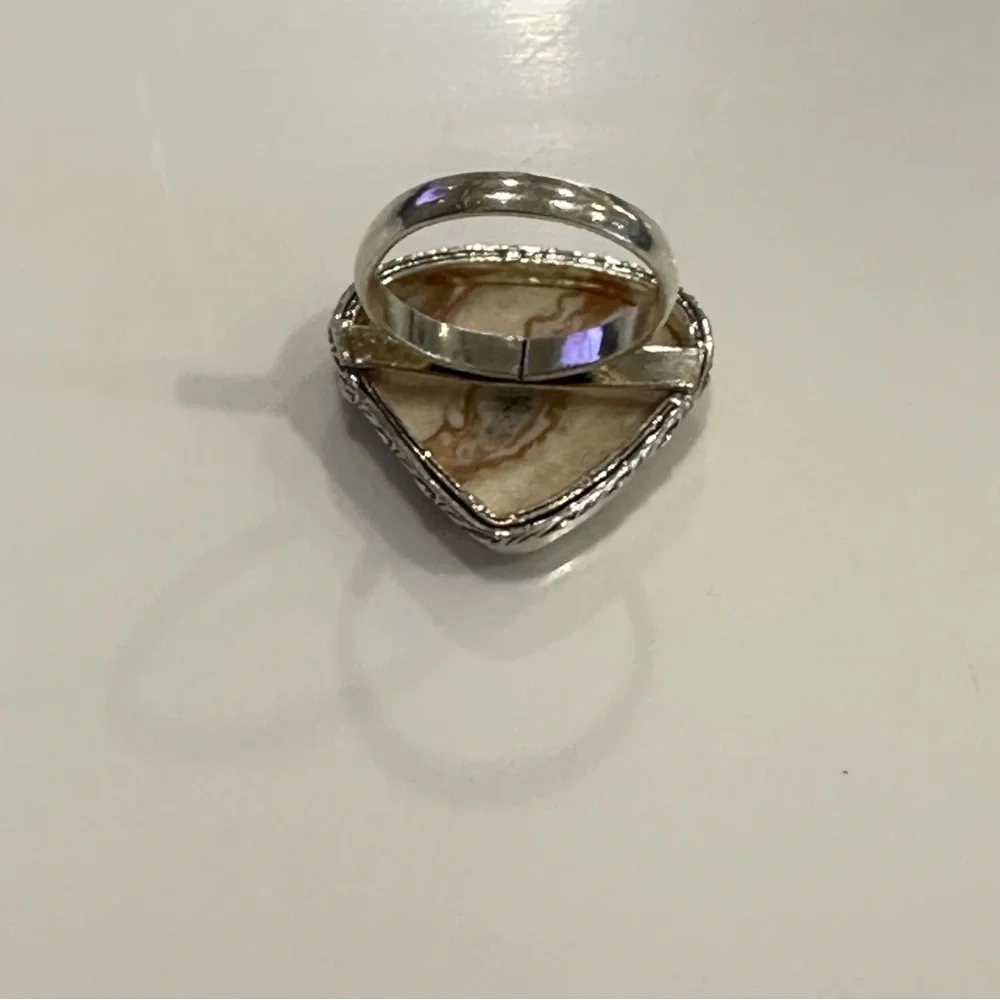 Heart-Shaped Jasper‎ Stone Ring size 8 - Picture 4 of 5